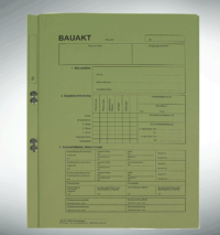 Bauaktmappe mit Bauaktdruck